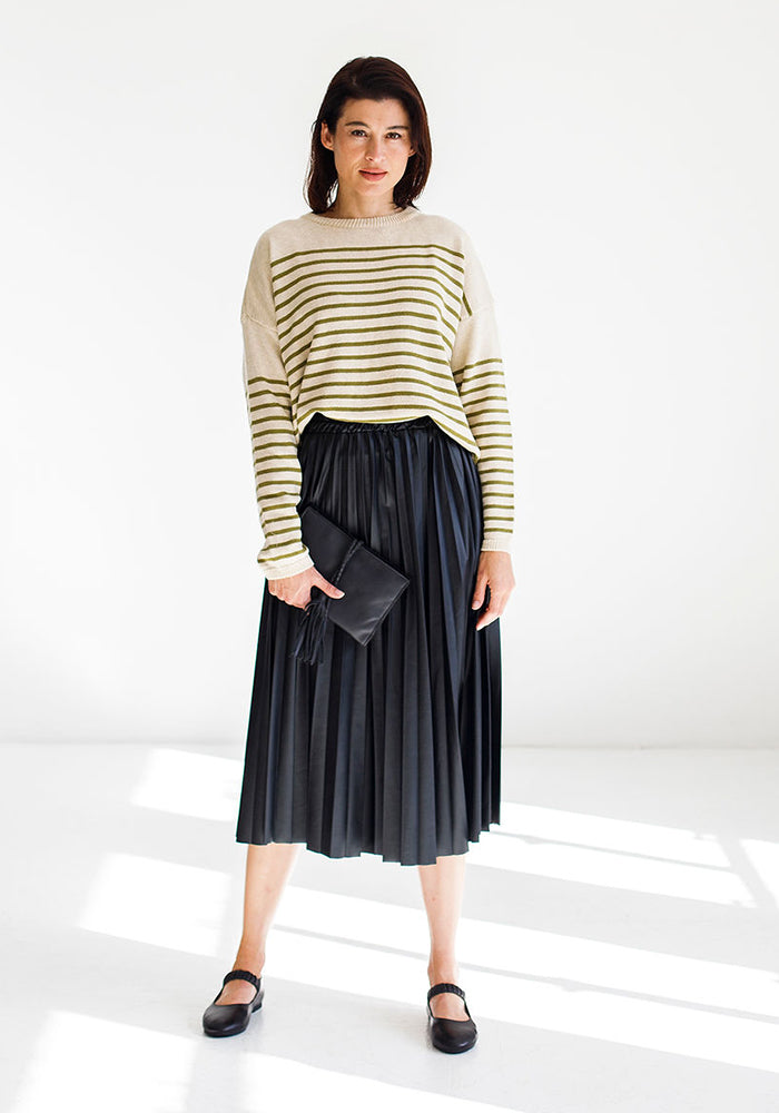 Pleather Pleated Skirt | Black
