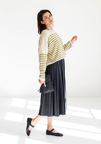 Pleather Pleated Skirt | Black