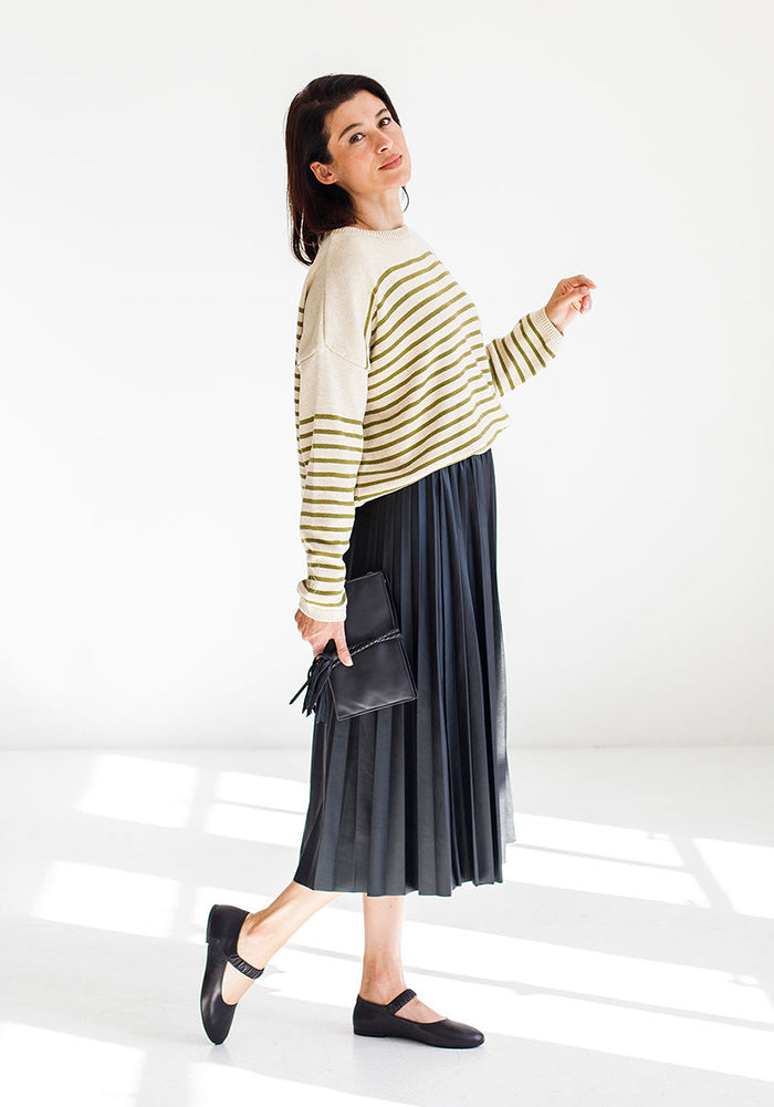 Pleather Pleated Skirt | Black