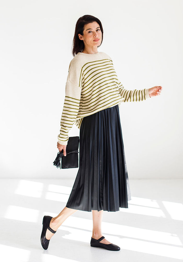 Stripe Cotton Blend Knit | Green