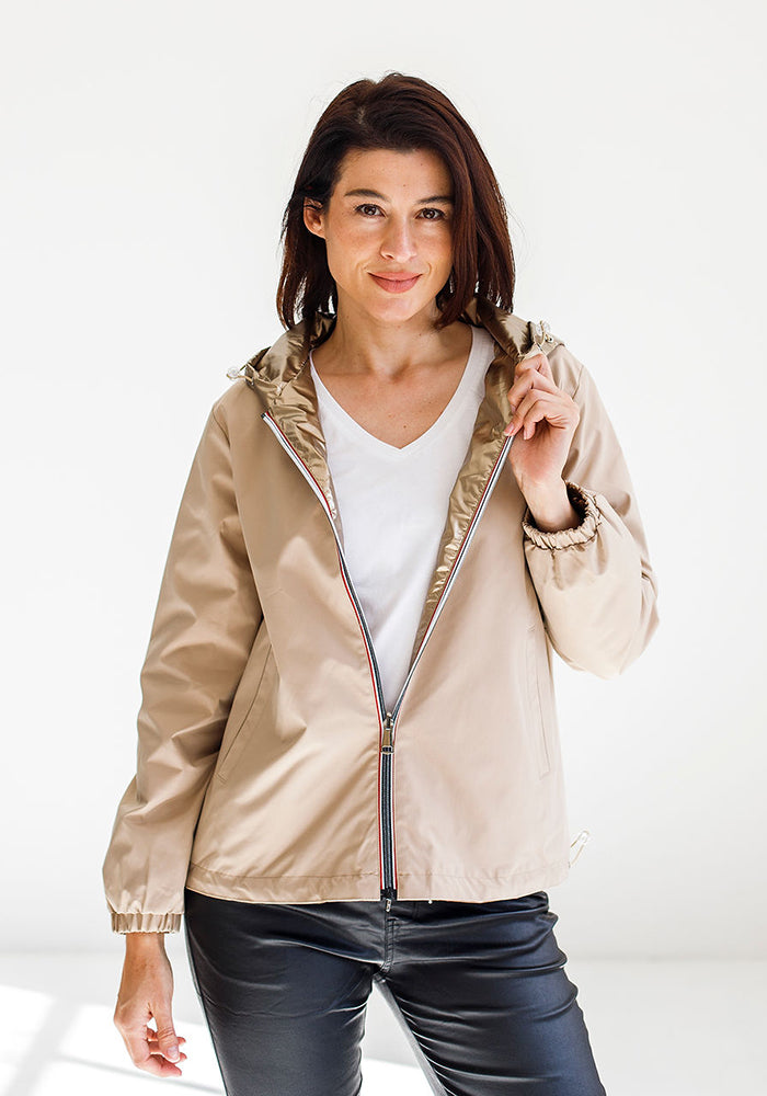 Metallic Gold Reversible Windbreaker | Cream