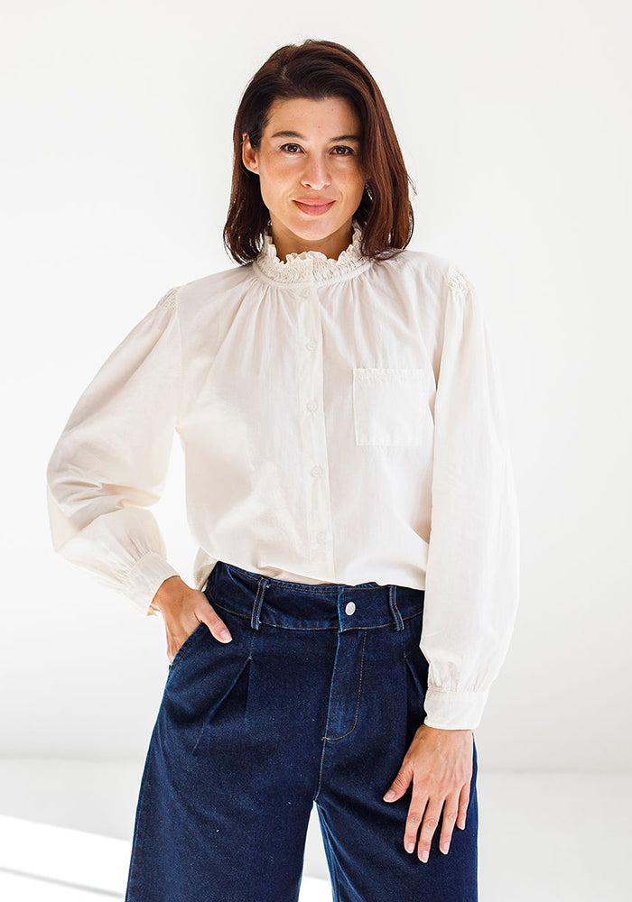 Charleston Ruffle Blouse | Ecru