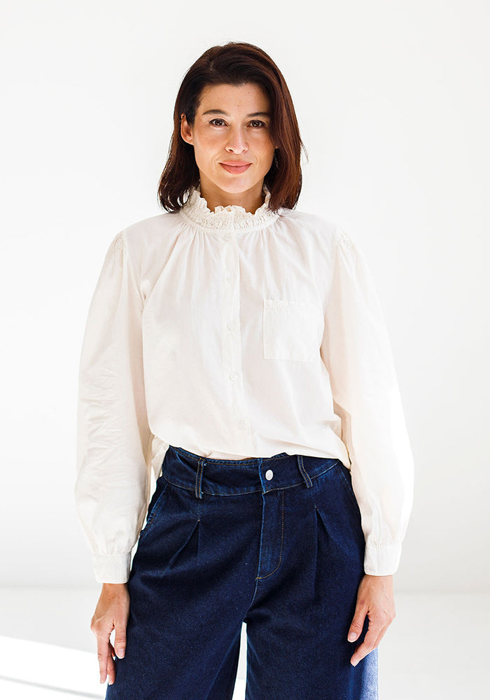 Charleston Ruffle Blouse | Ecru