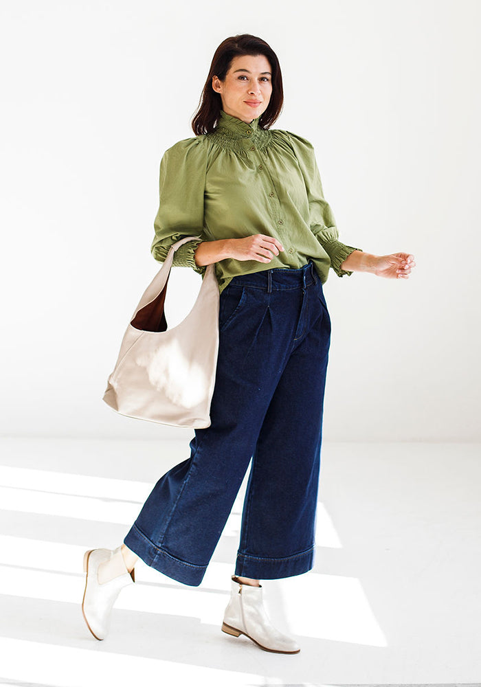 Victorian Smocked Blouse | Olive