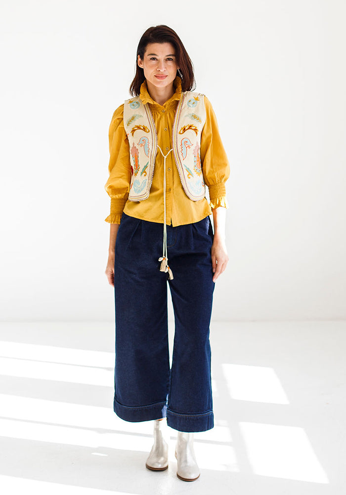 Victorian Smocked Blouse | Mustard