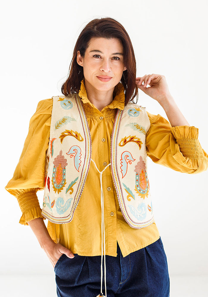 Victorian Smocked Blouse | Mustard