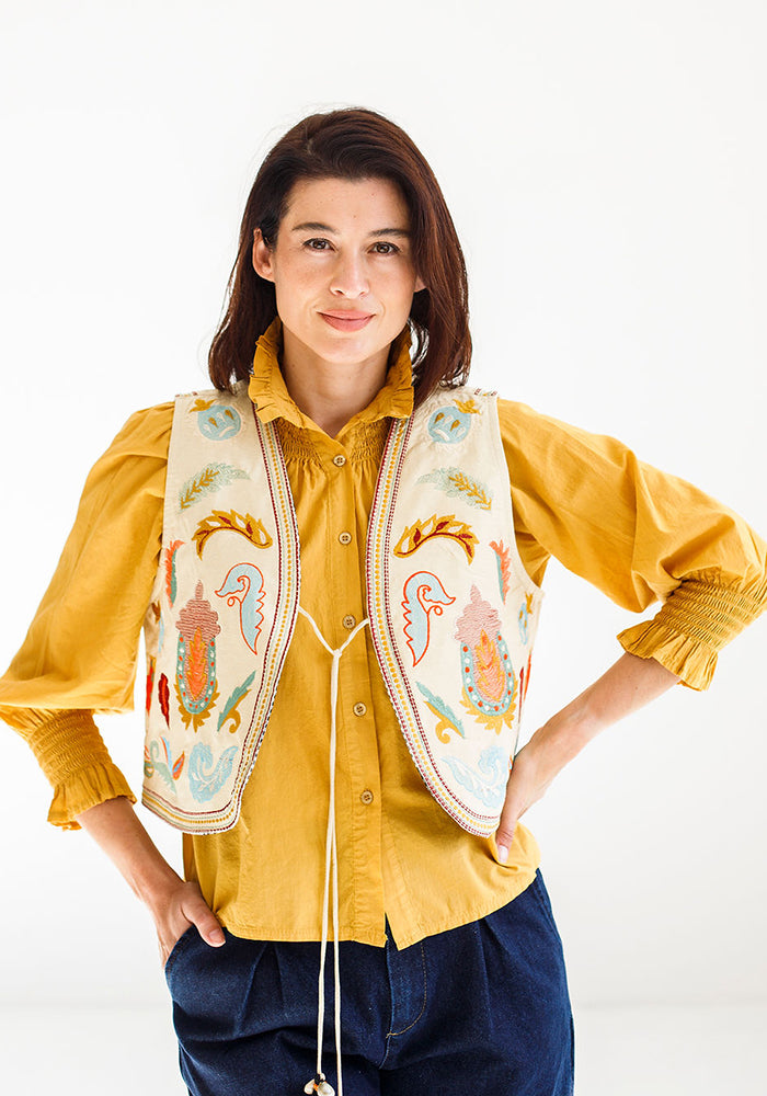 Victorian Smocked Blouse | Mustard