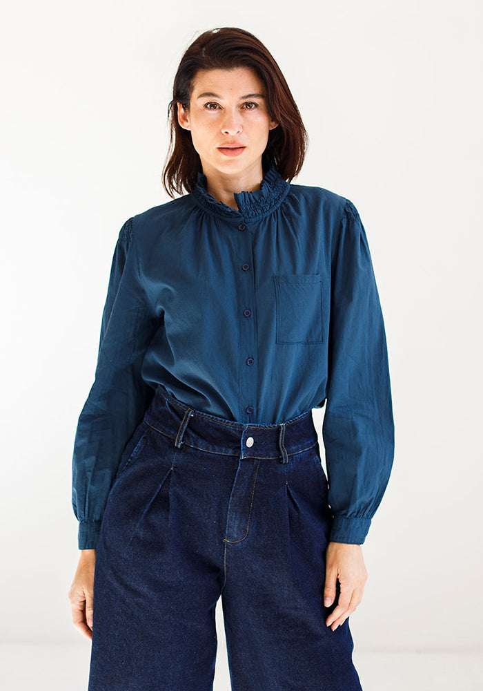Charleston Ruffle Blouse | Blue
