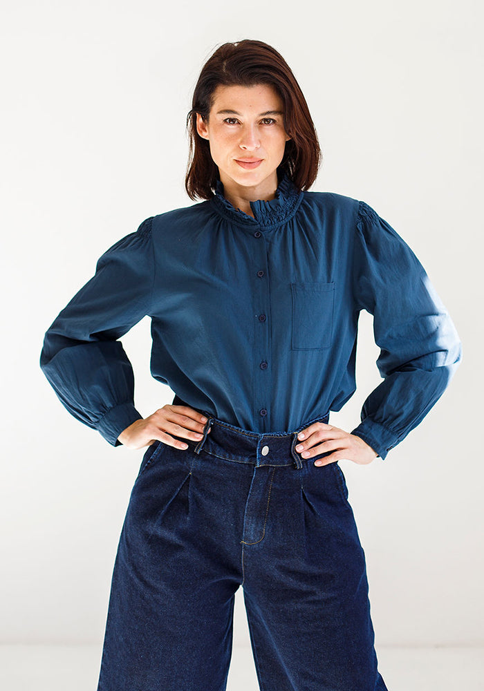 Charleston Ruffle Blouse | Blue