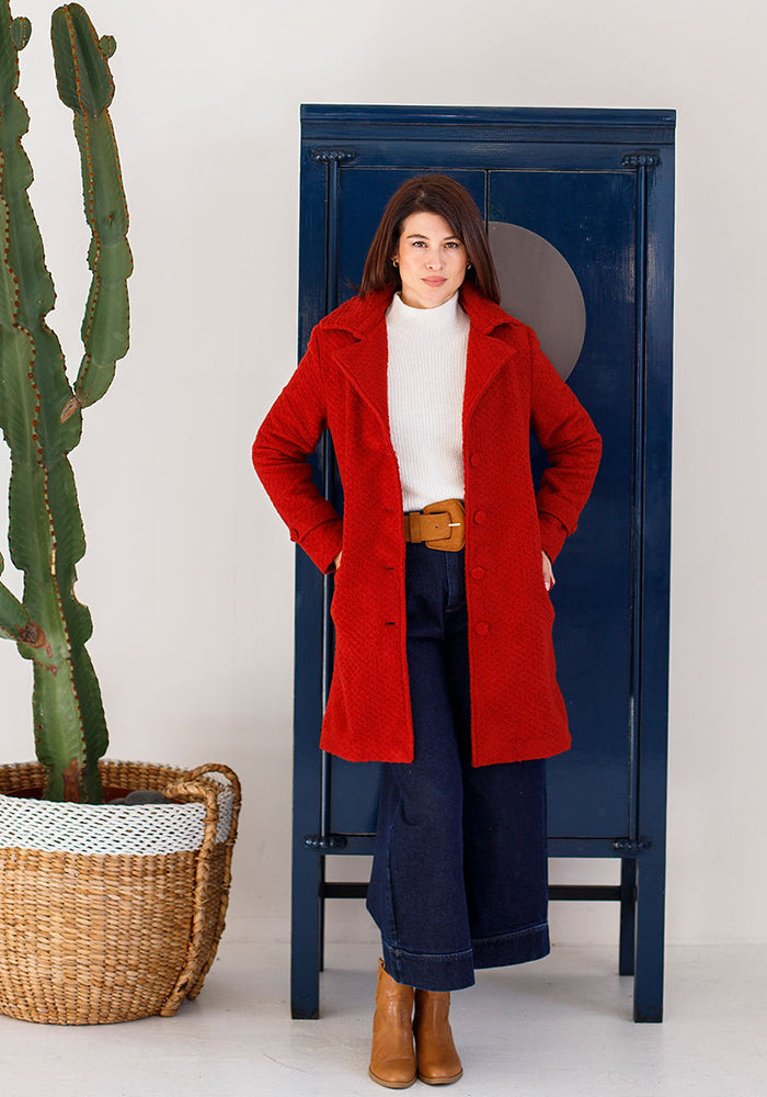 Miella Teddy Coat | Brick Red
