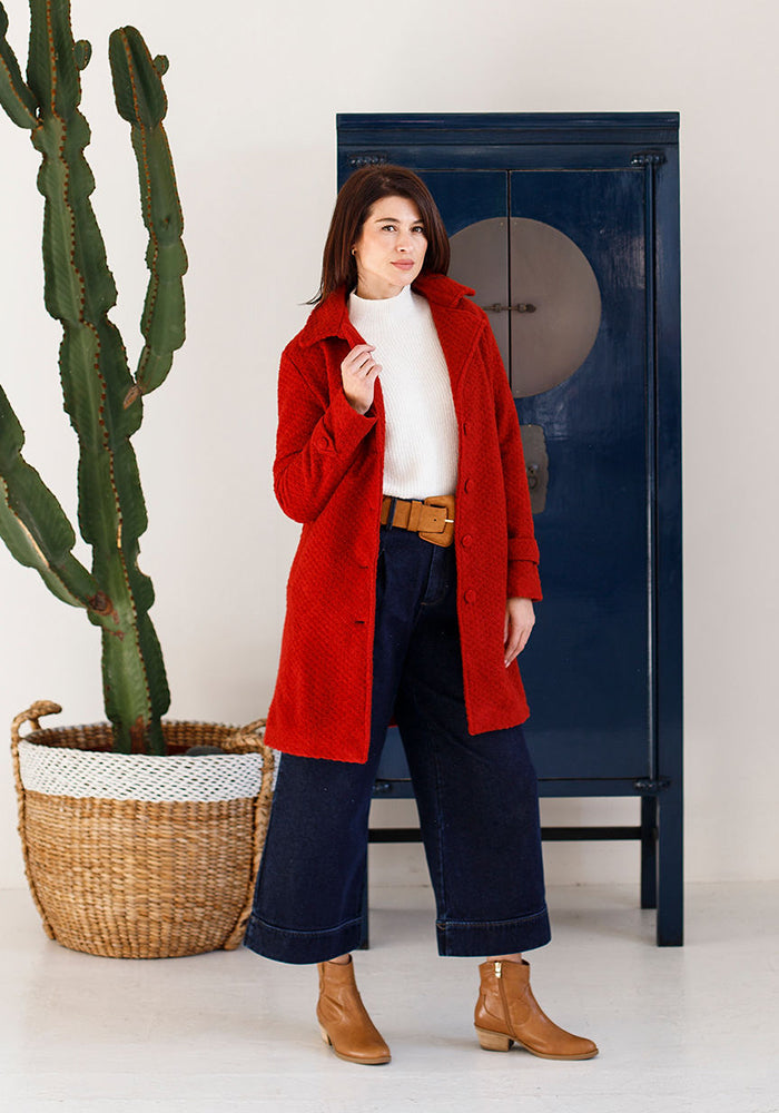 Miella Teddy Coat | Brick Red