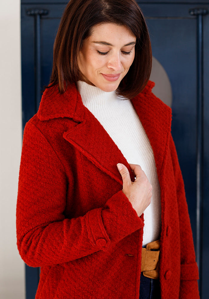 Miella Teddy Coat | Brick Red