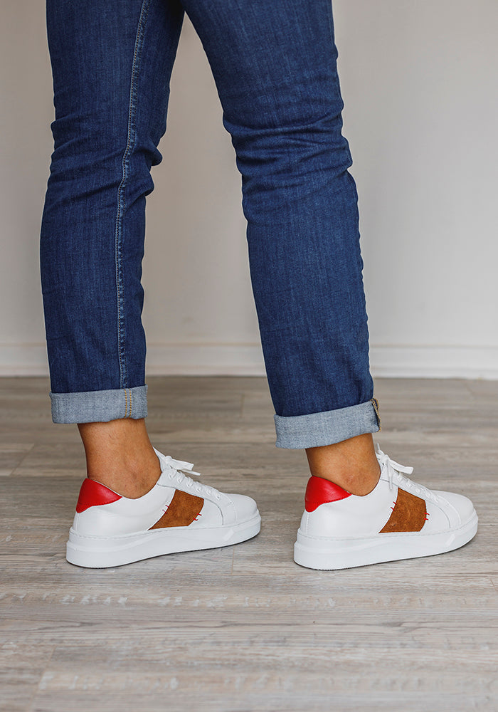 Suede Sneakers | White & Red