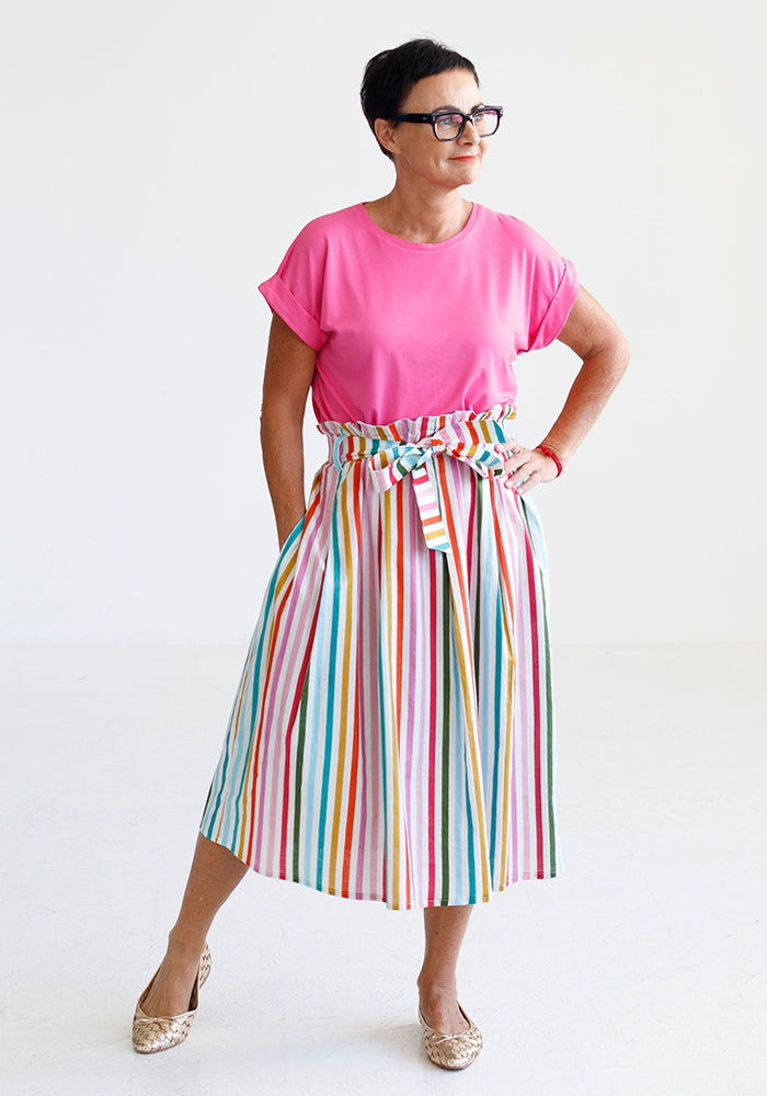 Olivia Cotton Skirt | Candy Stripe