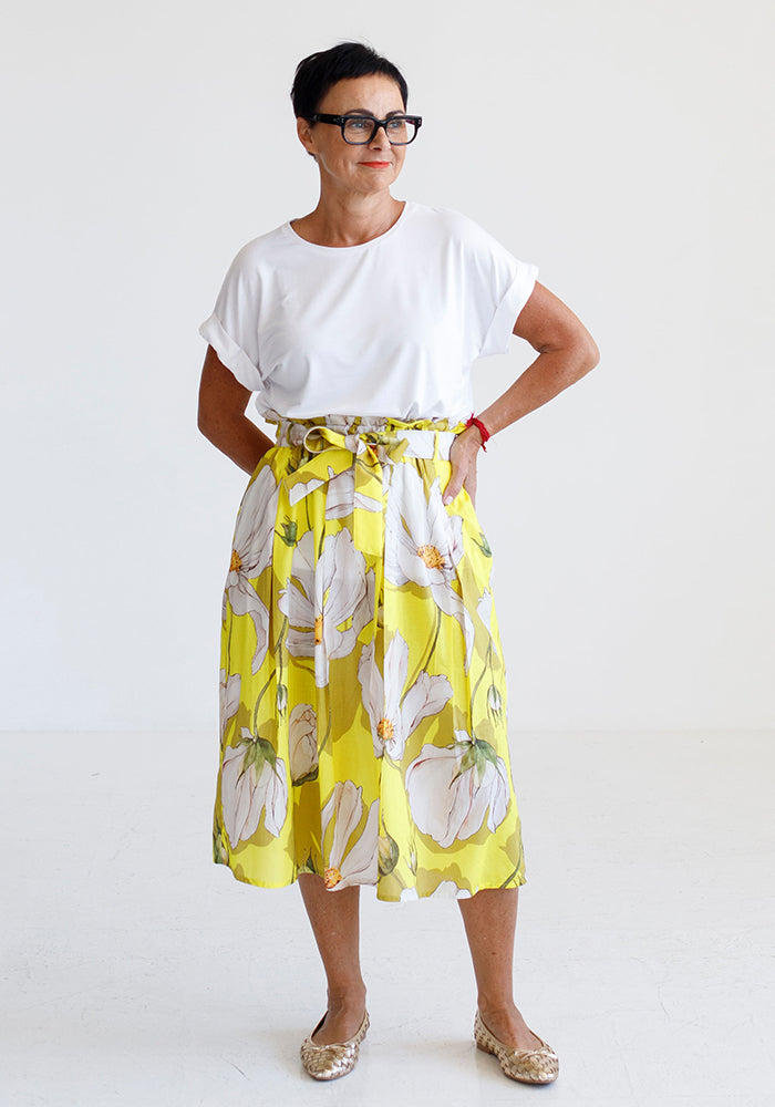 Olivia Cotton Skirt | Yellow Flower