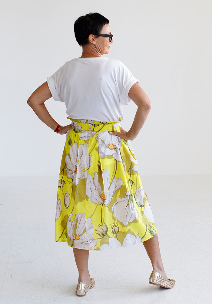 Olivia Cotton Skirt | Yellow Flower