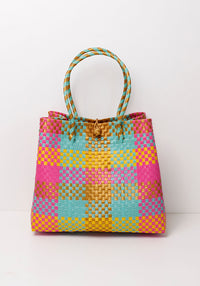 Jumbo Plastic Bucket Basket | Pink Check