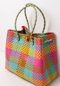 Jumbo Plastic Bucket Basket | Pink Check