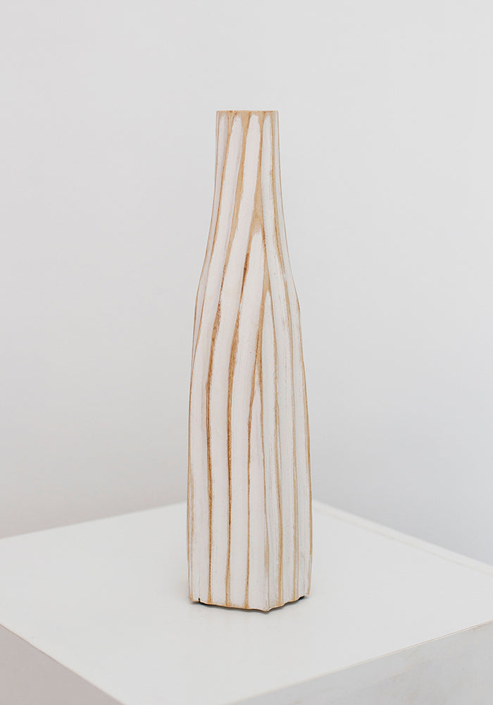 Twirl Wooden Vases | White