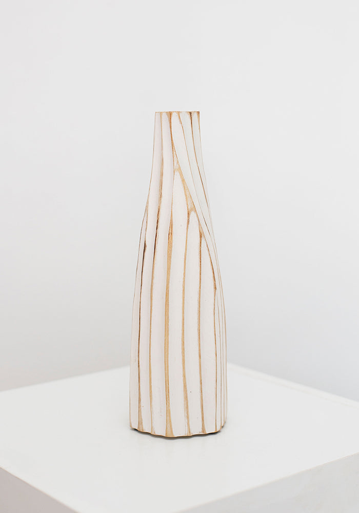 Twirl Wooden Vases | White