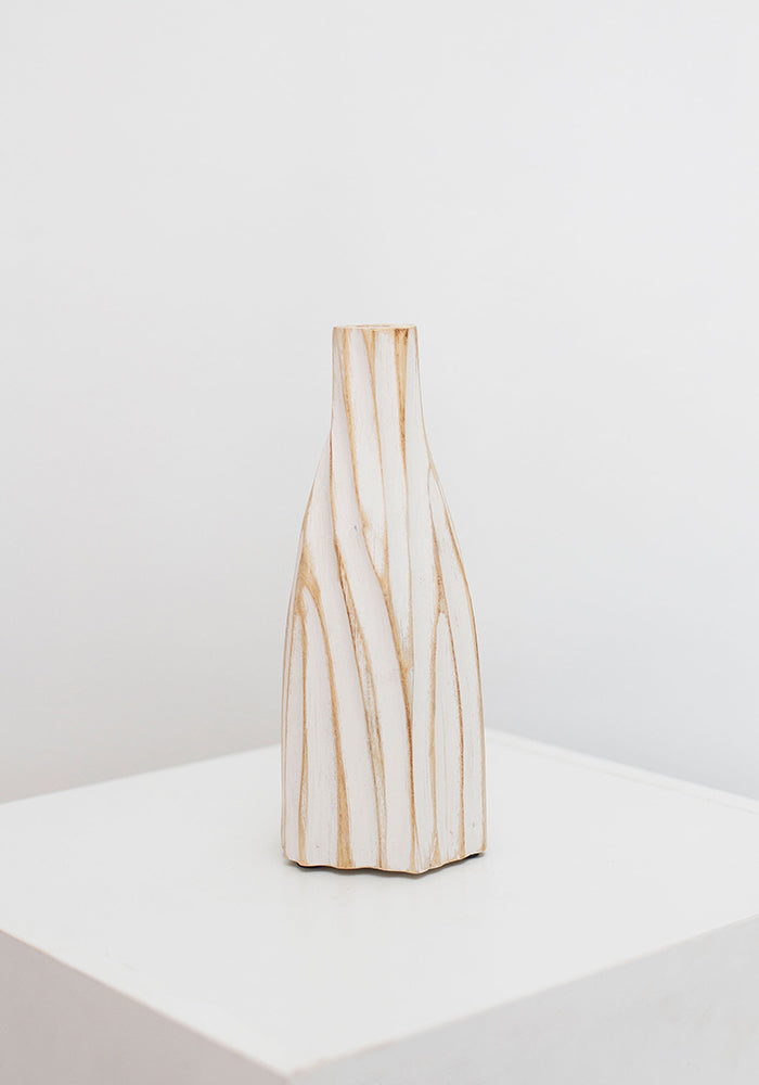 Twirl Wooden Vases | White