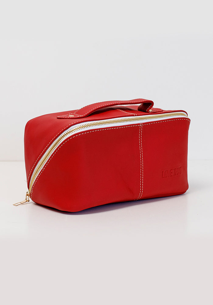 Leather Toiletry Bag | Red