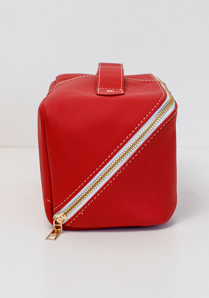 Leather Toiletry Bag | Red