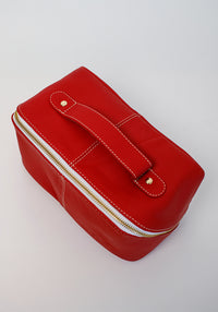 Leather Toiletry Bag | Red