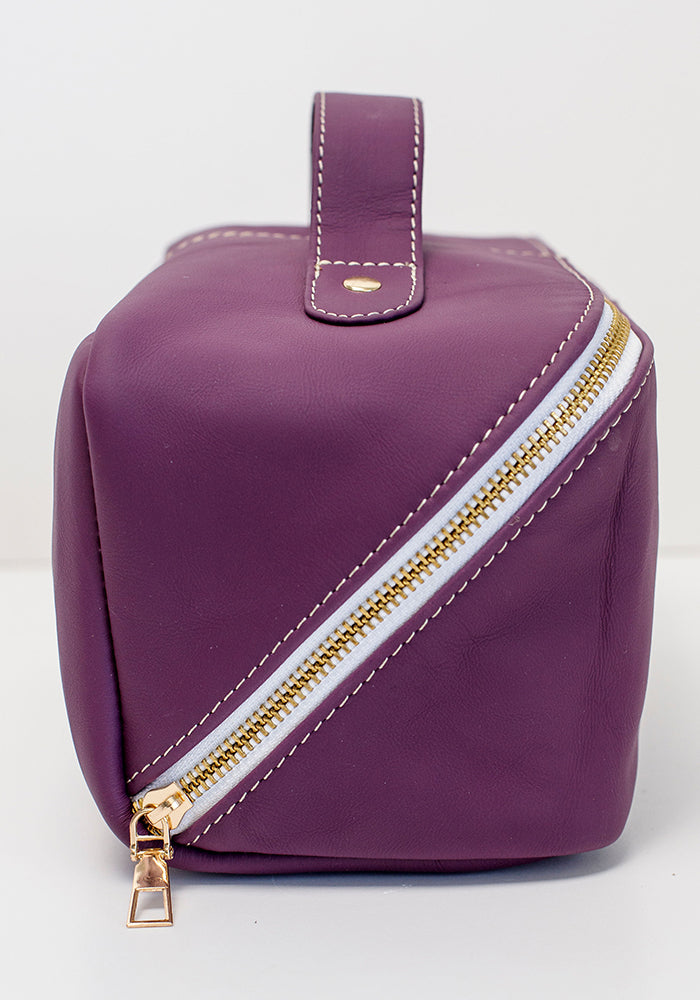 Leather Toiletry Bag | Purple