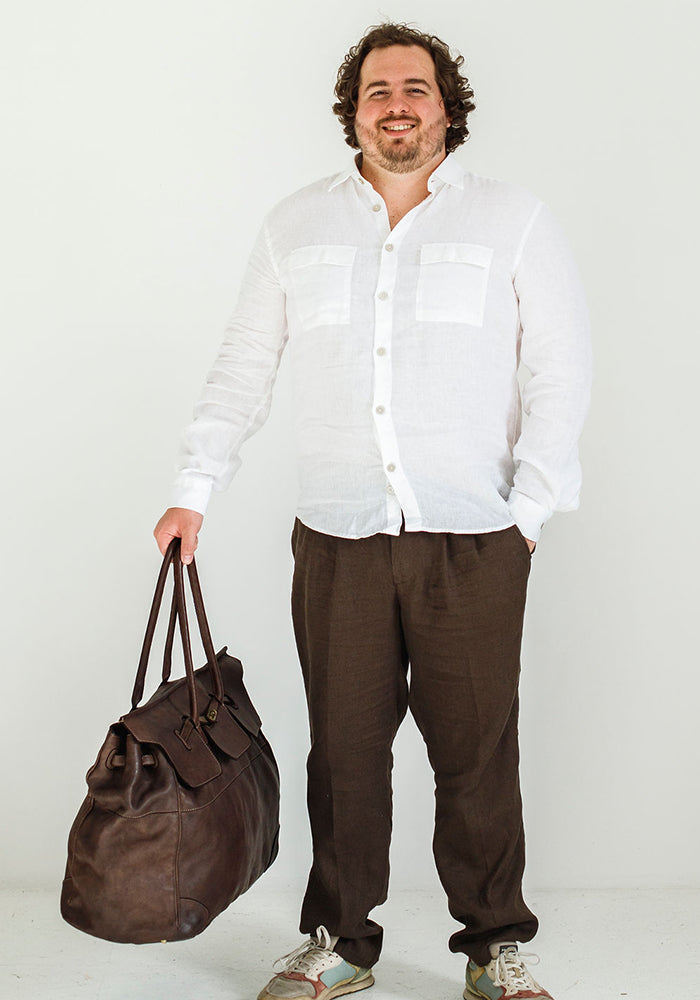 Mens Turk Linen Shirt | White
