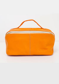 Leather Toiletry Bag | Orange