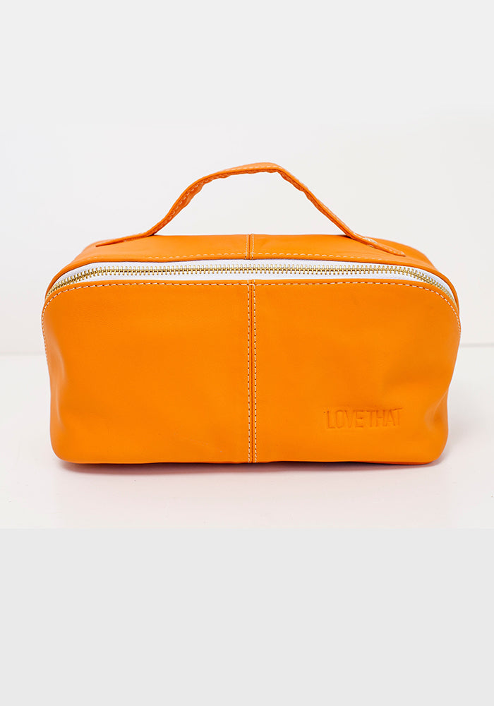 Leather Toiletry Bag | Orange