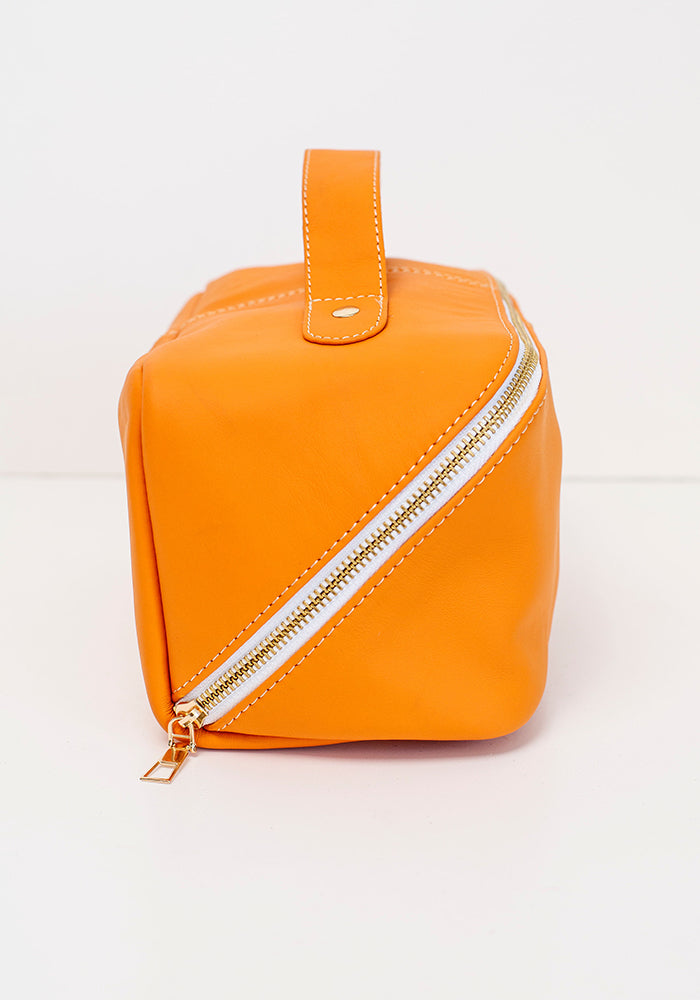 Leather Toiletry Bag | Orange