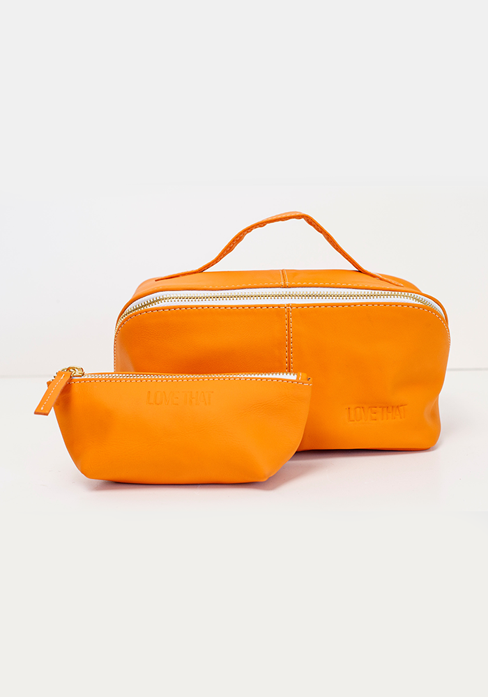 Leather Make up Purse | Orange
