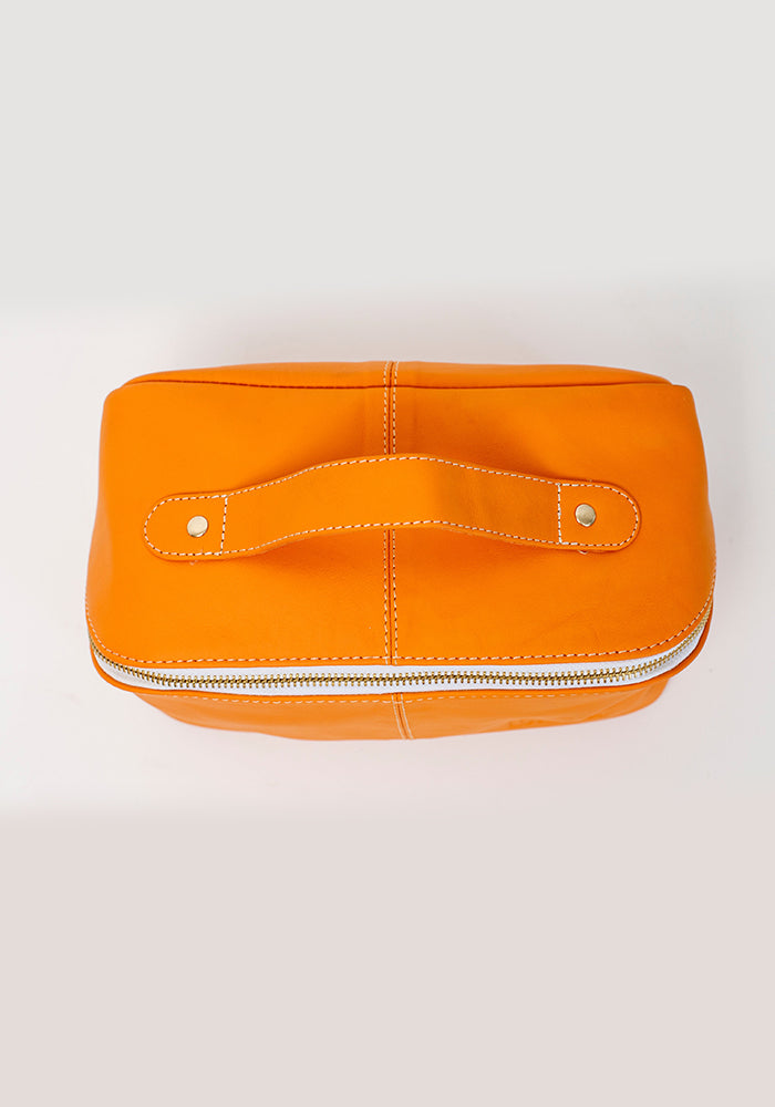 Leather Toiletry Bag | Orange