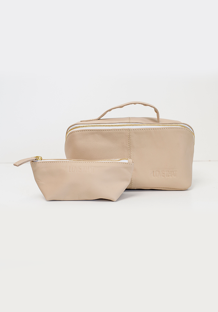 Leather Make up Purse | Nude