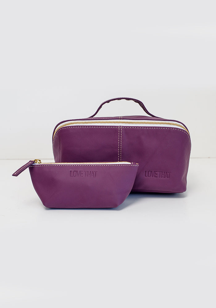 Leather Make up Purse | Purple