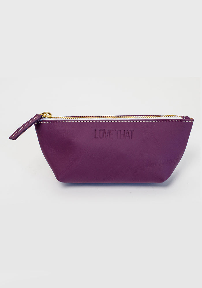Leather Make up Purse | Purple