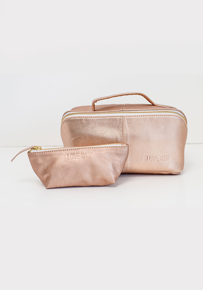 Leather Make up Purse | Rose Gold