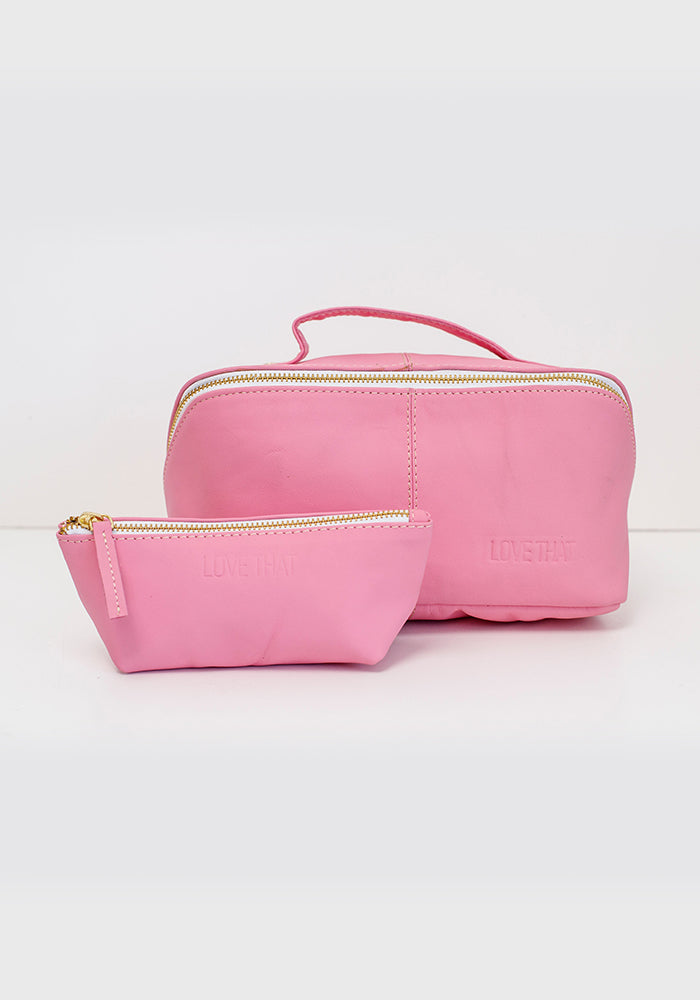 Leather Make up Purse | Pink