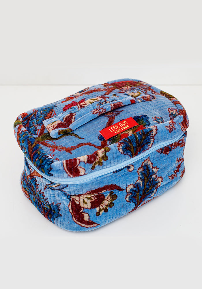 Single Velvet Cosmetic Bag | Blue
