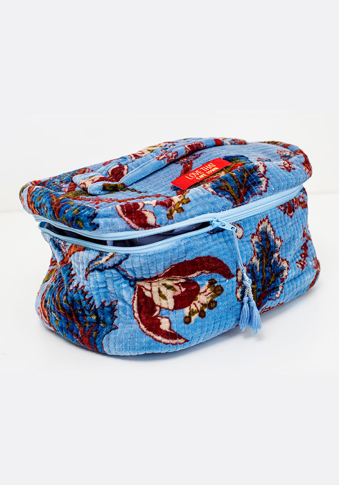 Single Velvet Cosmetic Bag | Blue