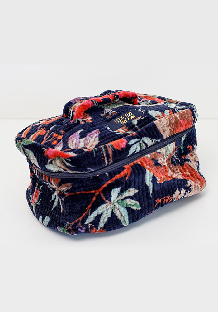 Single Velvet Cosmetic Bag | Navy