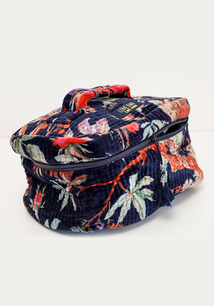 Single Velvet Cosmetic Bag | Navy
