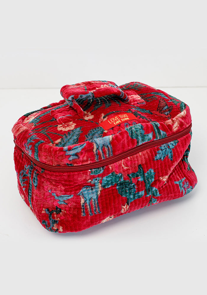 Single Velvet Cosmetic Bag | Wine