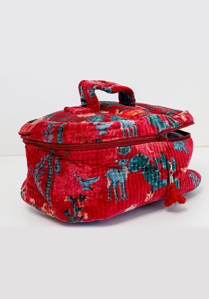 Single Velvet Cosmetic Bag | Wine