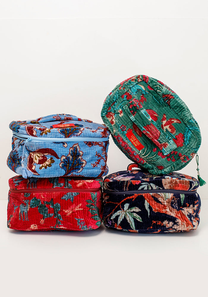 Single Velvet Cosmetic Bag | Navy