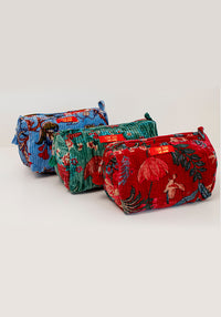 Single Velvet Cosmetic Bag | Green
