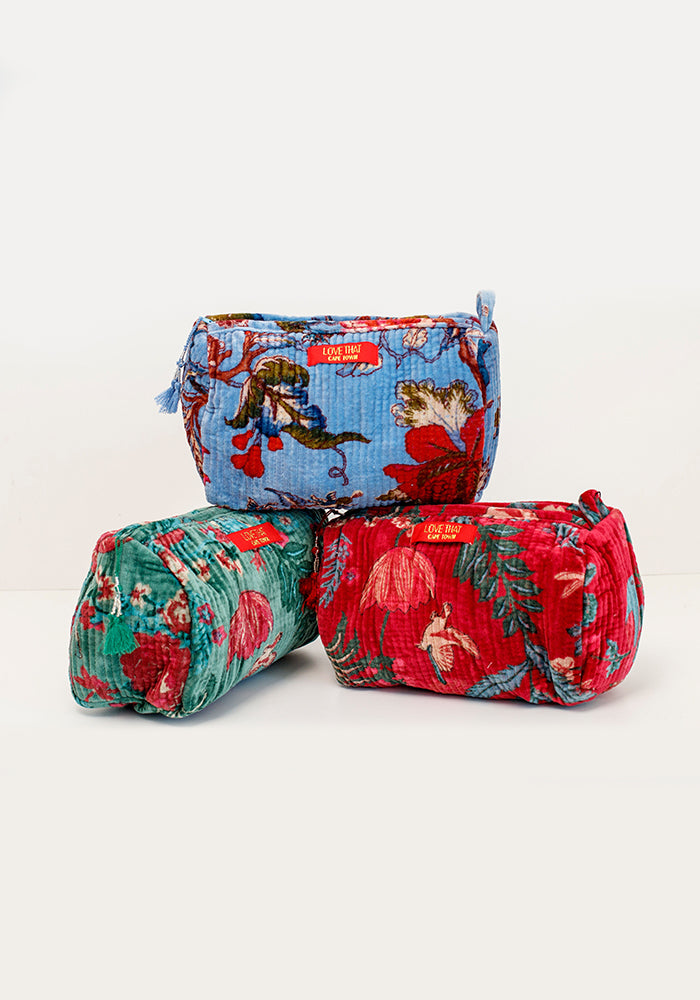 Single Velvet Cosmetic Bag | Green