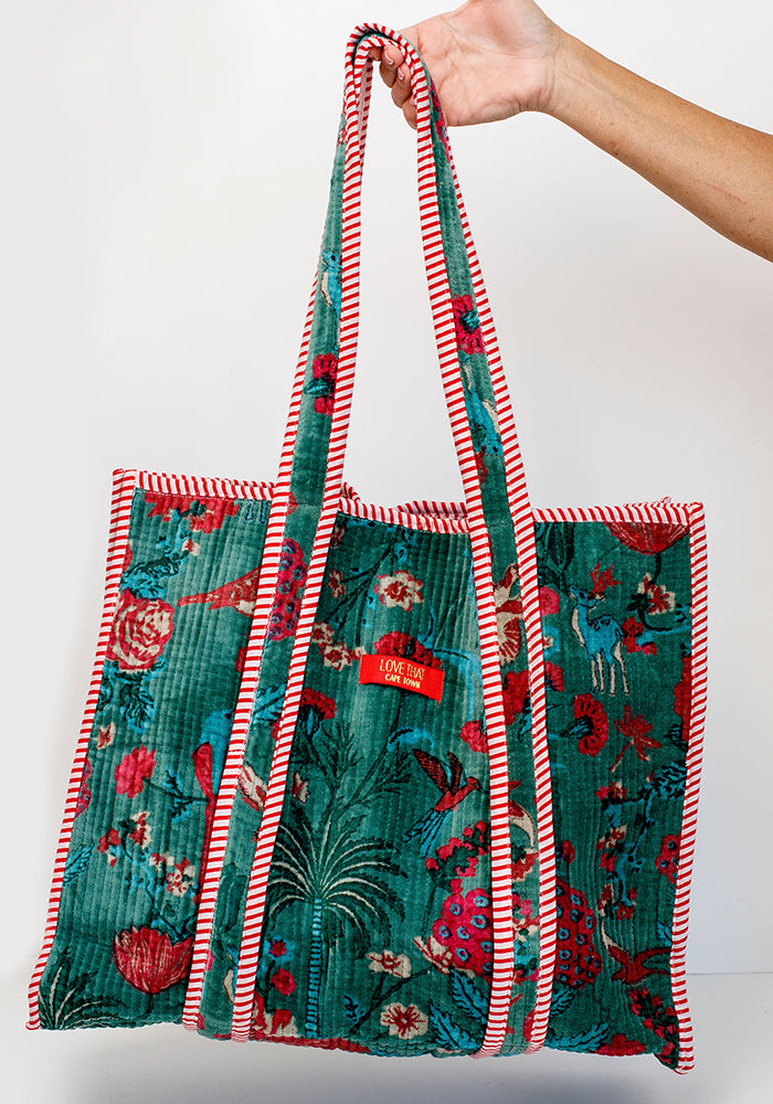 Velvet Shopper Bag | Green